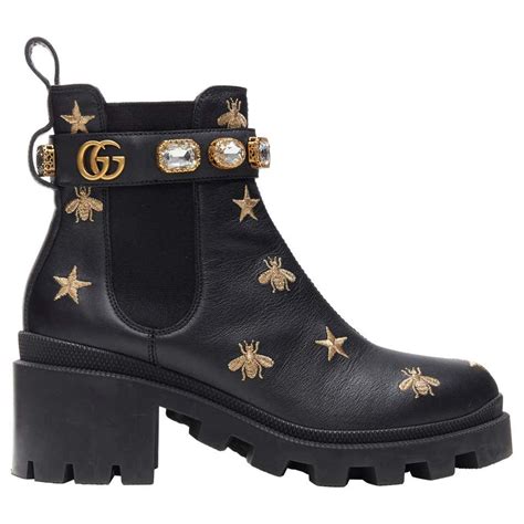 gucci black bee boots